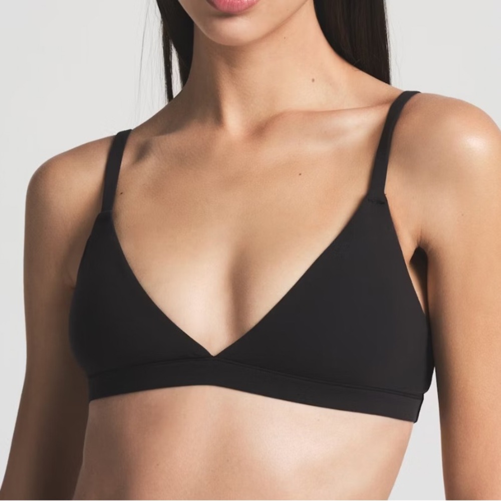 SKIMS Cotton Jersey Triangle Bralette, Black Large